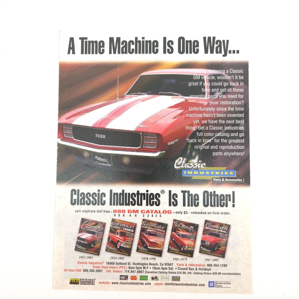 Vintage Camaro RS 350 Advertising Print Ad Garage Wall Art Classic Industries